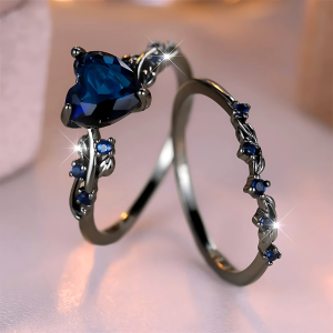 Heart Blue Crystal Ring Sets