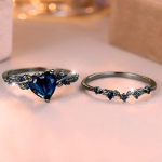 Heart Blue Crystal Ring Sets